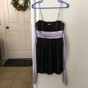 Speechless black mini formal dress with purple satin ribbon